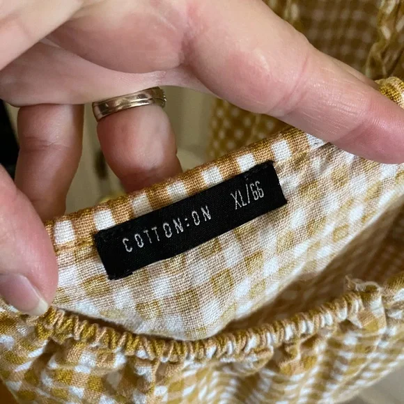 Cotton-On Mustard Yellow Checked Sasha Halter Neck Playsuit Romper Size XL - Picture 4 of 4